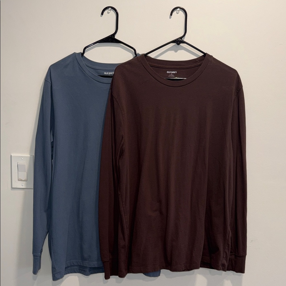 2 for $7 Old Navy Men's Long Sleeve Tees - Blue and Brown